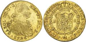 1796. Carlos IV. Popayán. JF. 8 escudos. ... 