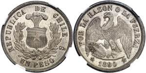 Chile. 1890/80. Santiago. 1 peso. (Kr. ... 