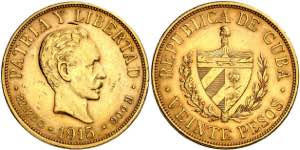 Cuba. 1915. 20 pesos. (Fr. 1) (Kr. 21). ... 