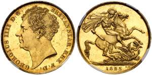 Gran Bretaña. 1823. Jorge IV. 2 libras. ... 