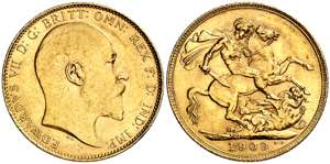Gran Bretaña. 1909. Eduardo VII. 1 libra. ... 