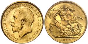 Gran Bretaña. 1915. Jorge V. 1 libra. (Fr. ... 