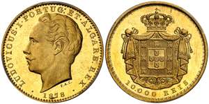 Portugal. 1878. Luis I. 10000 reis. (Fr. ... 