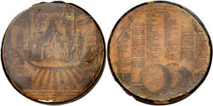 s/d (1820). Caja de madera con diámetro de ... 
