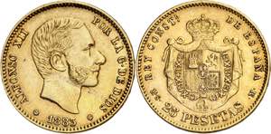 1883*1883. Alfonso XII. MSM. 25 pesetas. ... 
