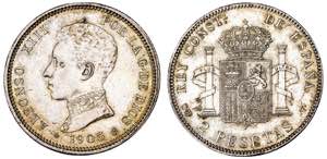1905*1905. Alfonso XIII. SMV. 2 pesetas. ... 