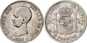 1888*--88. Alfonso XIII. MSM. 5 pesetas. ... 