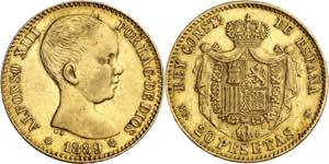 1889*1889. Alfonso XIII. MPM. 20 pesetas. ... 