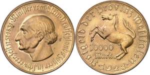 Alemania. Westfalia. 1923. 10000 marcos. ... 