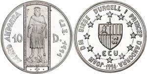 Andorra. 1994. 10 diners. (Kr. 99). CEE. AG. ... 