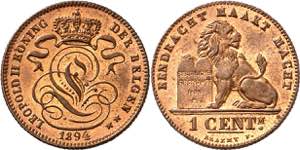 Bélgica. 1894. Leopoldo II. 1 céntimo. ... 