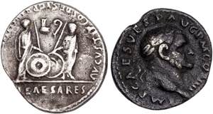 Lote de 2 denarios (Augusto y Vespasiano). A ... 
