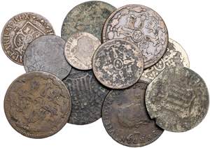 Fernando VII. Lote de 11 monedas en cobre. A ... 