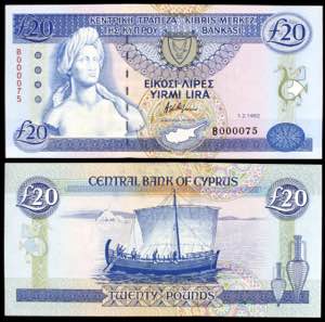 Chipre. 1992. Banco Central. 20 libras. ... 