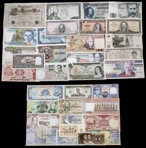 Lote de 34 billetes de diferentes países, 3 ... 