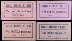 Albesa. 25, 50 céntimos, 1 y 2 pesetas. (T. ... 