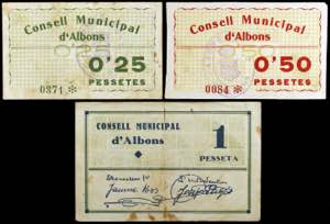 Albons. 25, 50 céntimos y 1 peseta. (T. 93 ... 