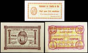 Ametlla de Mar. 25, 50 céntimos y 1 peseta. ... 