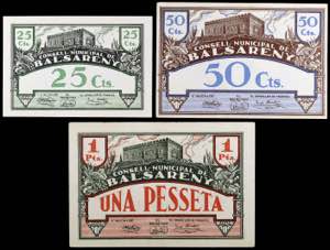 Balsareny. 25, 50 céntimos y 1 peseta. (T. ... 