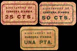 Cabrera dAnoia. 25, 50 céntimos y 1 ... 