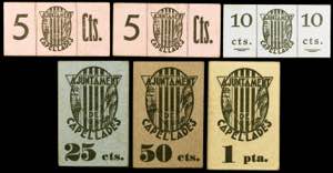 Capellades. 5 (dos), 10, 25, 50 céntimos y ... 