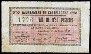 Castelldans. 50 céntimos. (T. 832). Restos ... 