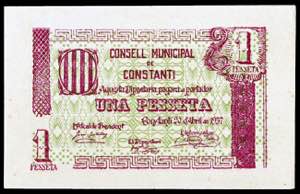 Constantí. 1 peseta. (T. 1004). Nº 0454. ... 