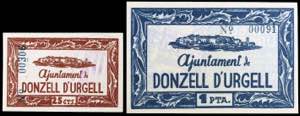 Donzell dUrgell. 25 céntimos y 1 peseta. ... 