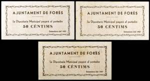 Forès. 50 céntimos (tres). (T. 1219). ... 