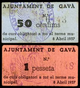 Gavà. 50 céntimos y 1 peseta. (T. 1278 y ... 