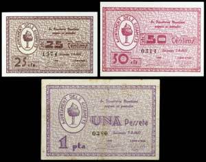 Guiamets, els. 25, 50 céntimos y 1 peseta. ... 