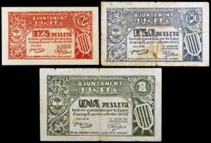Juneda. 25, 50 céntimos y 1 peseta. (T. ... 
