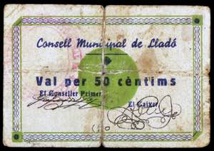 Lladó. 50 céntimos. (T. 1507). Cartón. ... 