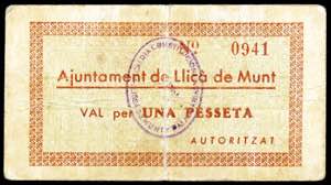 Lliçà de Munt. 1 peseta. (T. 1544). ... 