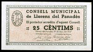 Llorenç del Penedès. 25 céntimos. (T. ... 