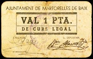 Martorelles de Baix. 1 peseta. (T. 1656). ... 