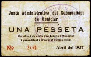 Montclar. Junta Administrativa. 1 peseta. ... 
