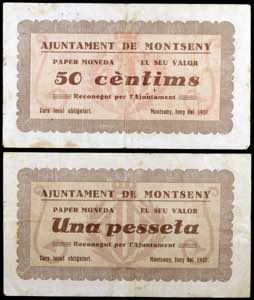Montseny. 50 céntimos y 1 peseta. (T. 1845 ... 
