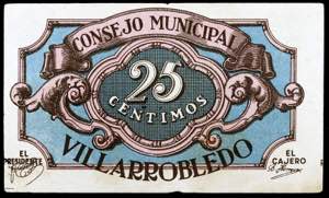 Villarrobledo (Albacete). 25 céntimos. (KG. ... 