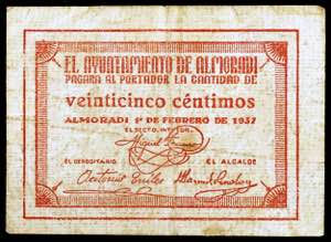 Almoradí (Alicante). 25 céntimos. (KG. 91) ... 