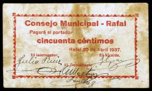 Rafal (Alicante). 50 céntimos. (KG. 628) ... 