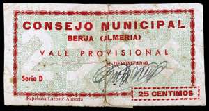 Berja (Almería). 25 céntimos. (KG. 178) ... 