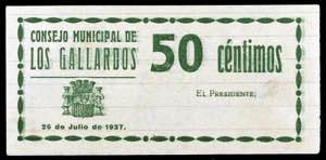 Los Gallardos (Almería). 50 céntimos. (KG. ... 