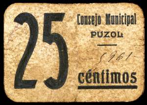 Puzol (Valencia). 25 céntimos. (KG. 624) ... 