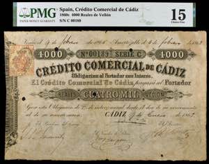 1865. Crédito Comercial de Cádiz. 4000 ... 
