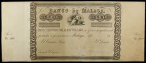 18... (1856). Banco de Málaga. 200 reales ... 