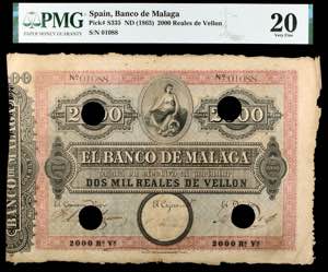 (1856). Banco de Málaga. 2000 reales de ... 