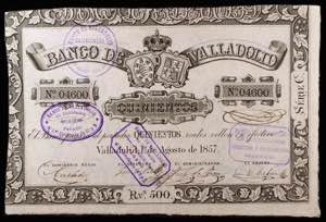 1857. Banco de Valladolid. 500 reales de ... 