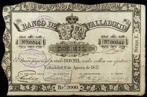 1857. Banco de Valladolid. 2000 reales de ... 