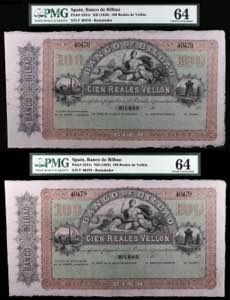 18... (1857). Banco de Bilbao. 100 reales de ... 